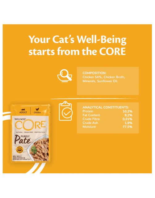 Wellness Core Purely Pate - Kattenvoer - Kip 85 g