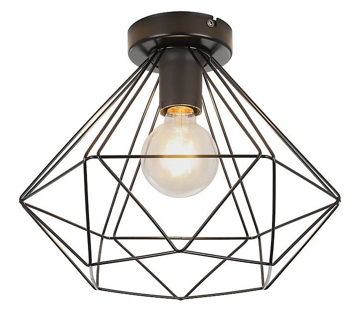 Plafonnier E27 42W GoodHome Smertrio noir mat H.27.5 x Ø28 cm