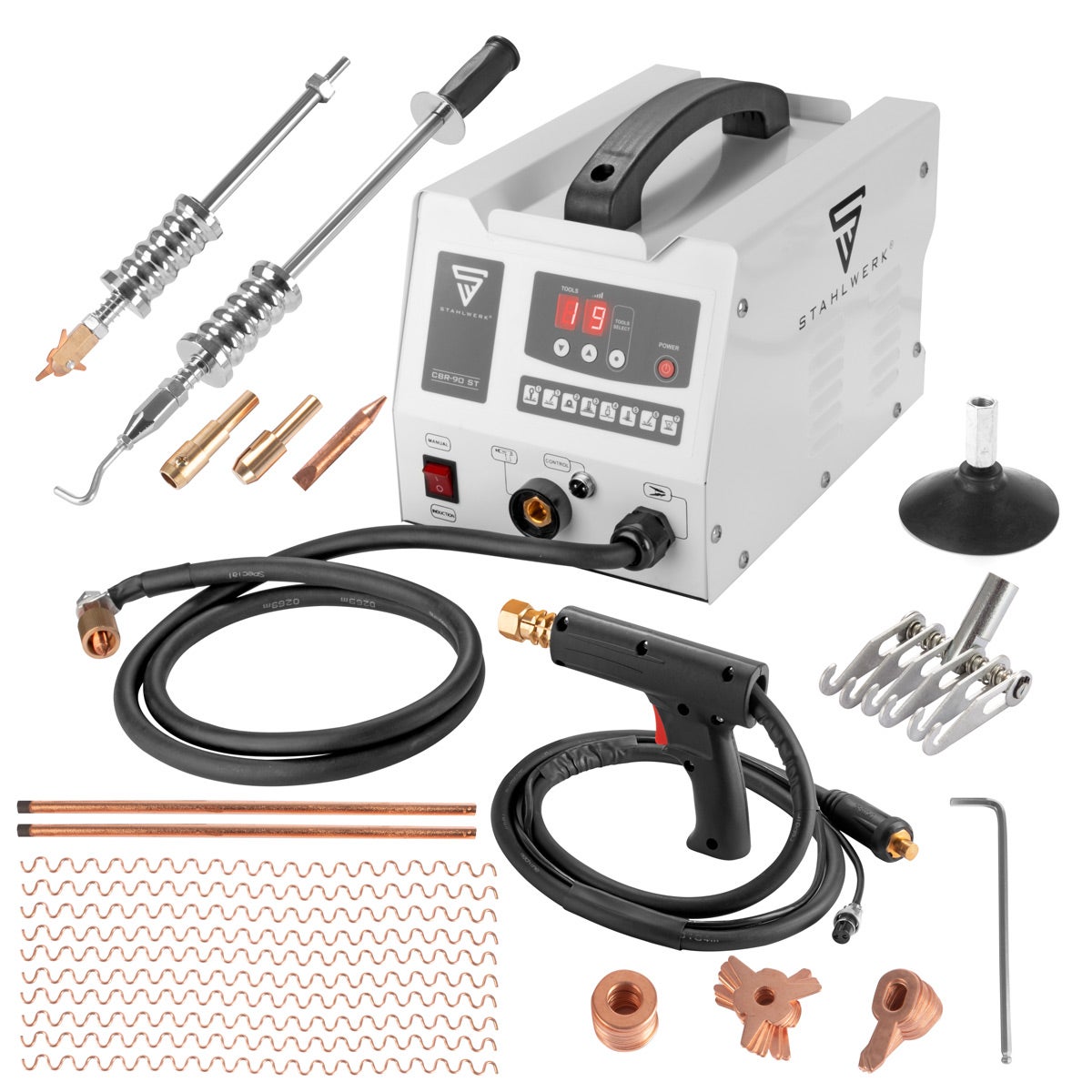 STAHLWERK CBR-90 ST deukentrekker met 3.000W en 230V Smart Repair deukentrekkerset