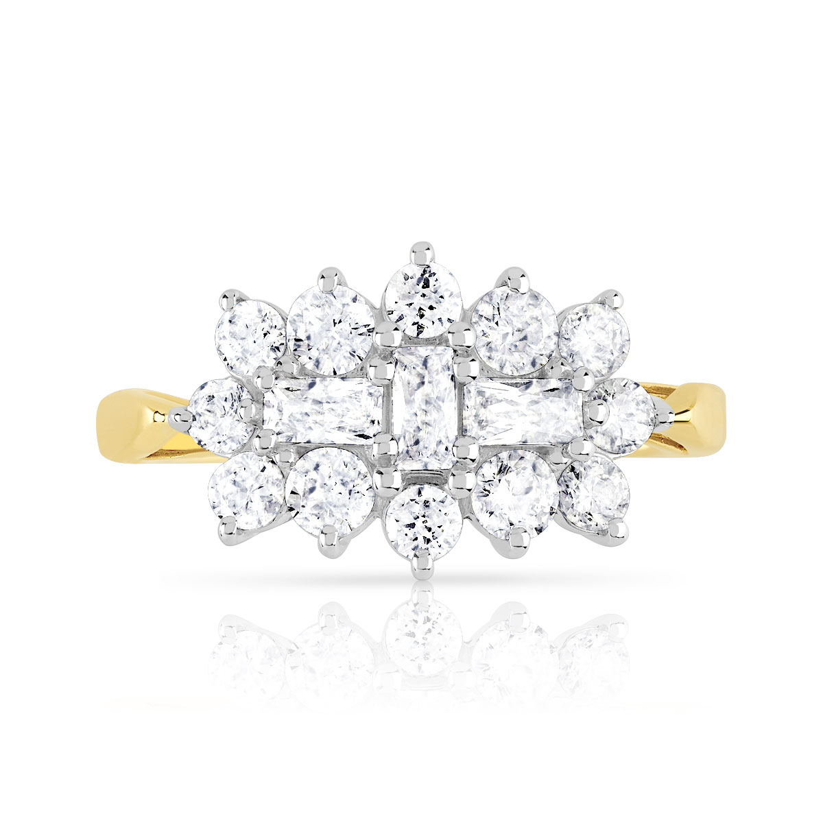 Bague 2 ors 375 zirconias