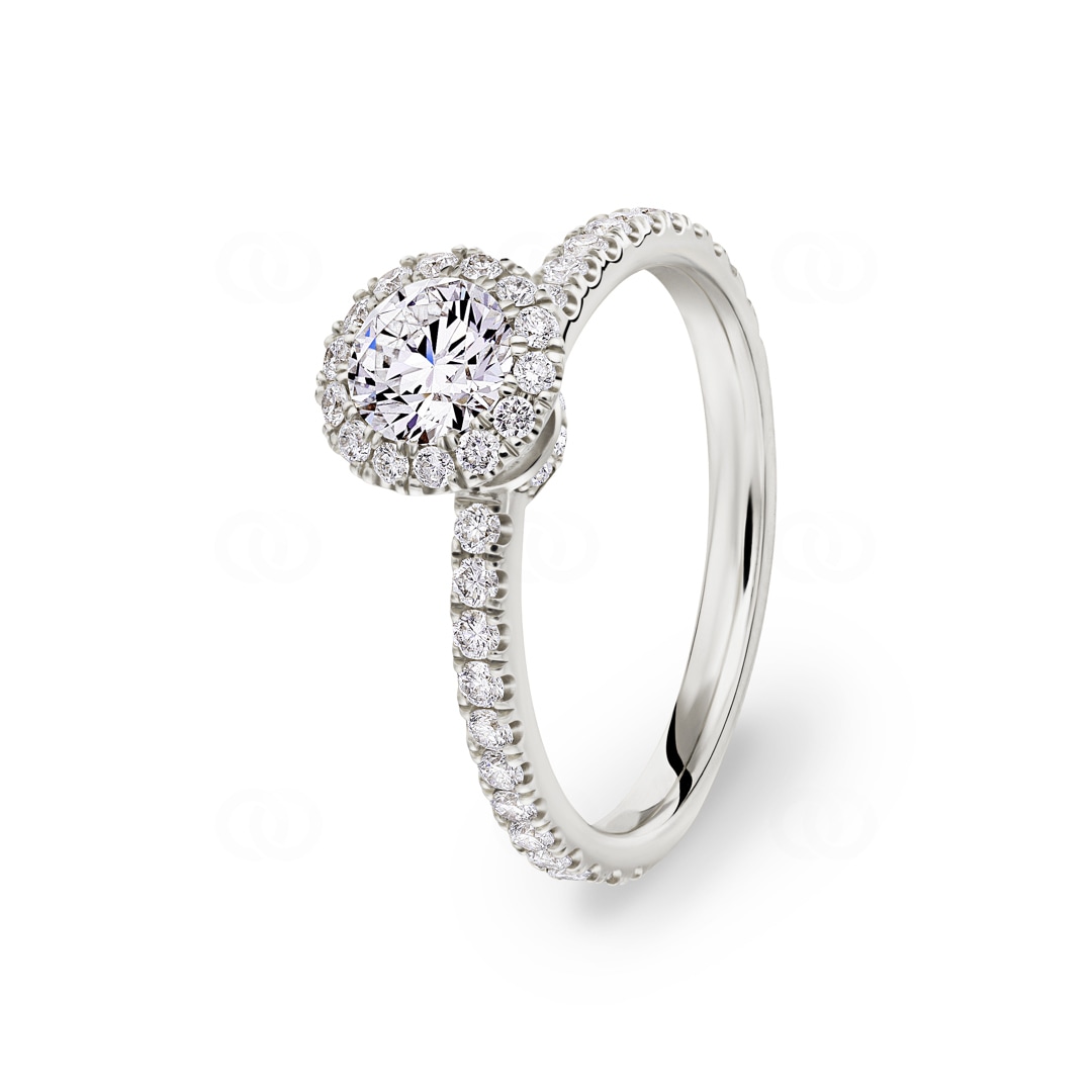 Halo Diamantring 750/18 K Weissgold 1.11 ct G/si