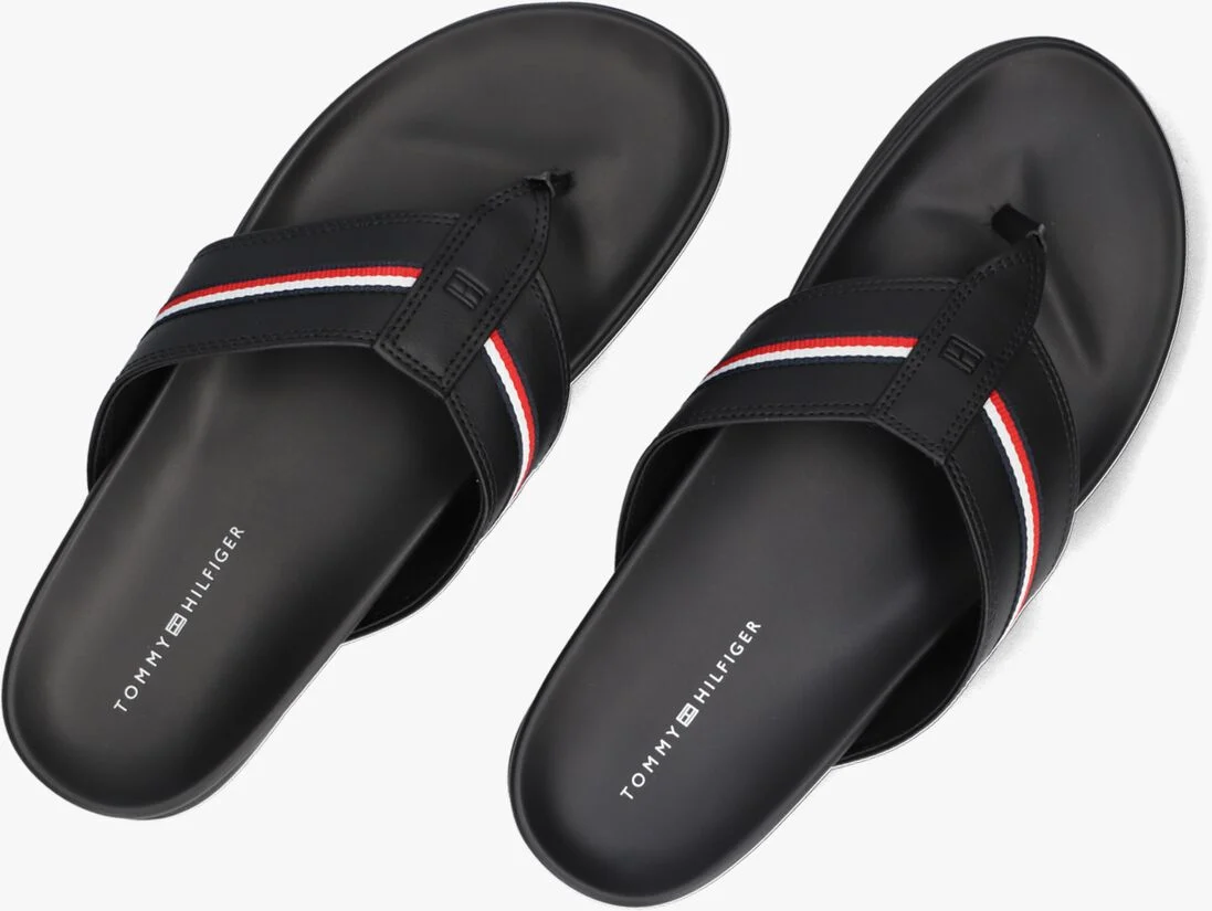 TOMMY HILFIGER zwarte tommy hilfiger teenslippers hilfiger toe post