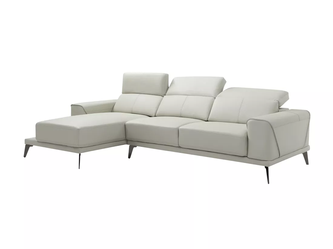 Canapé d'angle gauche en cuir de buffle beige ANDOR