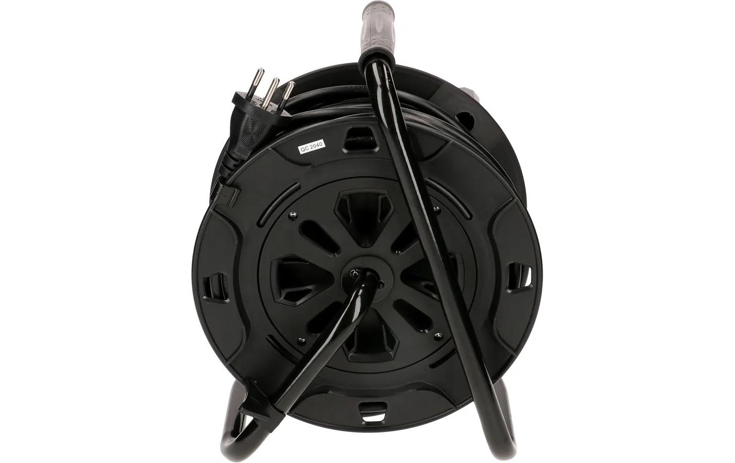 Kabelrolle 20 m, 3x T13, 2x USB SchwarzKabeltrommel mit 2x USB und 3x T13 Steckdose, Thermoschutz und Kinderschutz