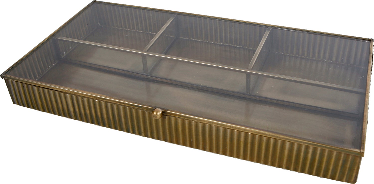 Opbergdoos Arana goud 30 x 15 x 3 cm