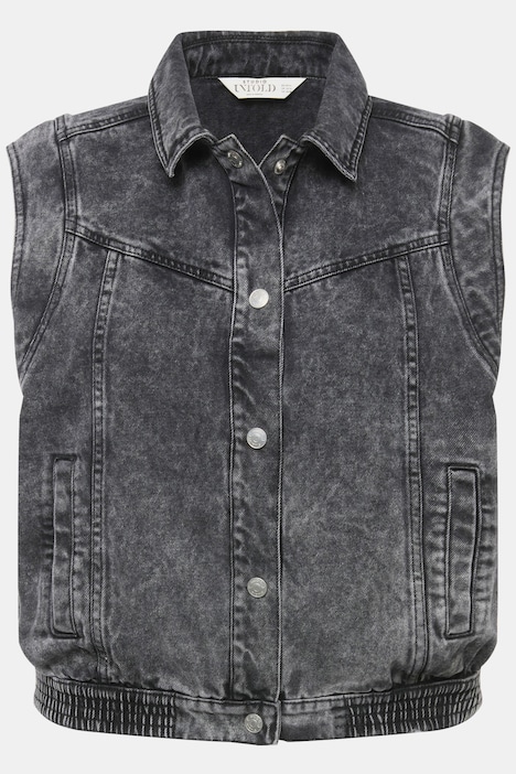 Jeans-Weste, Loose Fit, Hemdkragen, seitlich elastischer Saum