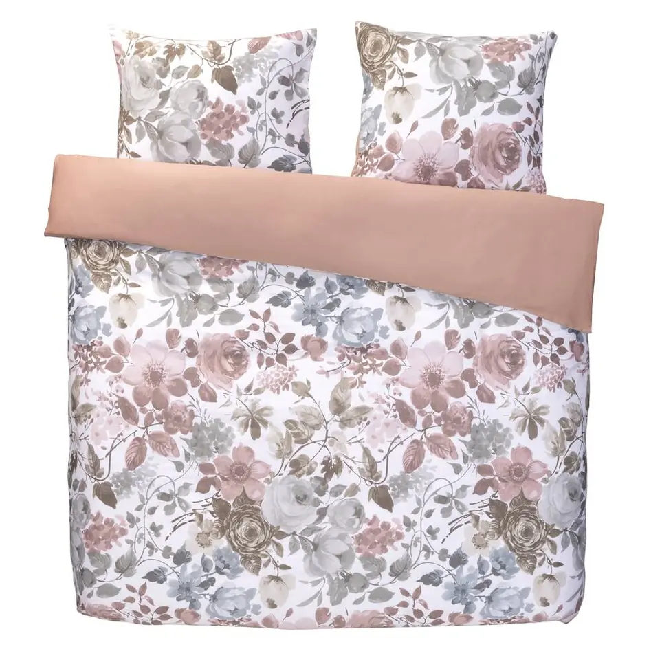 Dekbedovertrek Nova bloemen - wit/roze - 240x200/220 cm
