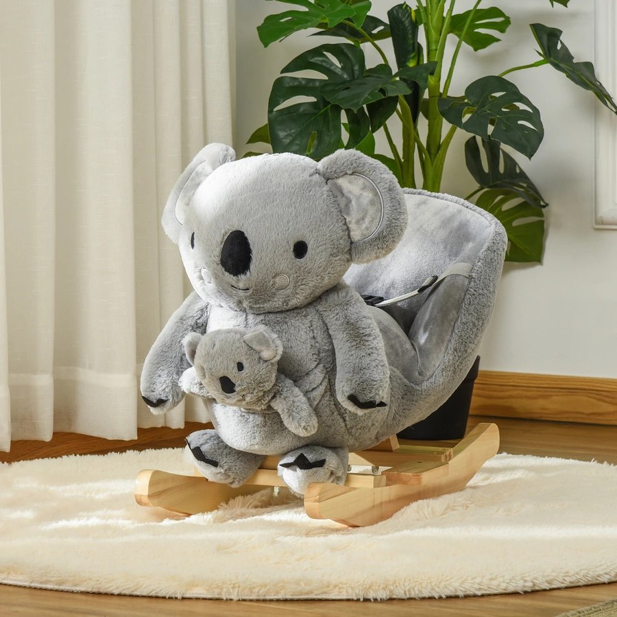 HOMCOM Schaukeltier Spielzeug, Triceratops, Koala Grau
