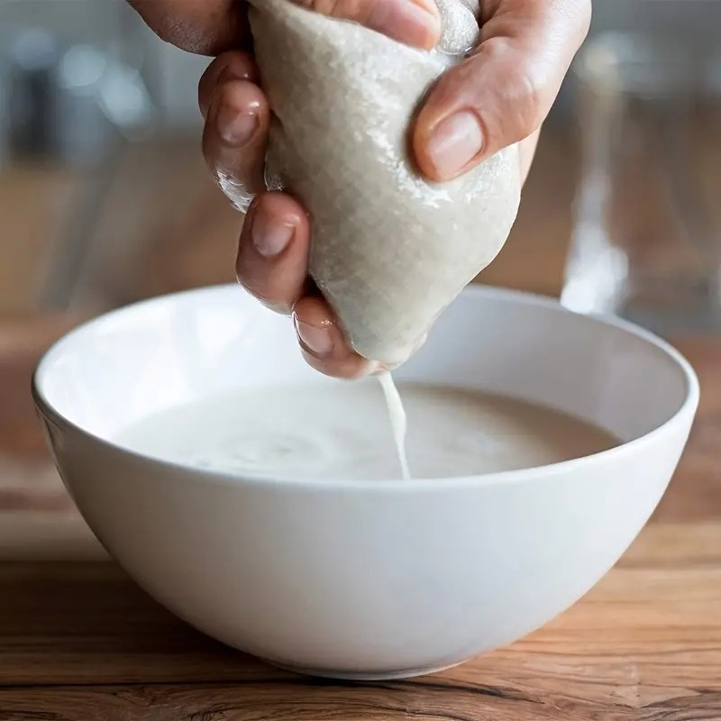 (30x24cm) Baumwoll Nussmilch Beutel DIY Käse Passier Tuch Küchen Milch Filter für Mozzarella / Frischkäse / Quark - Weiss