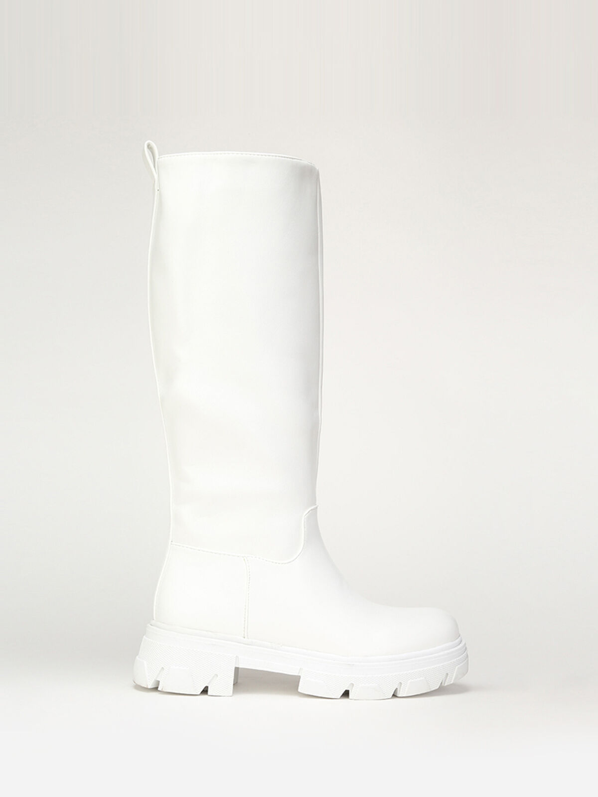 Bottes cavalières à semelle crantée- Blanc