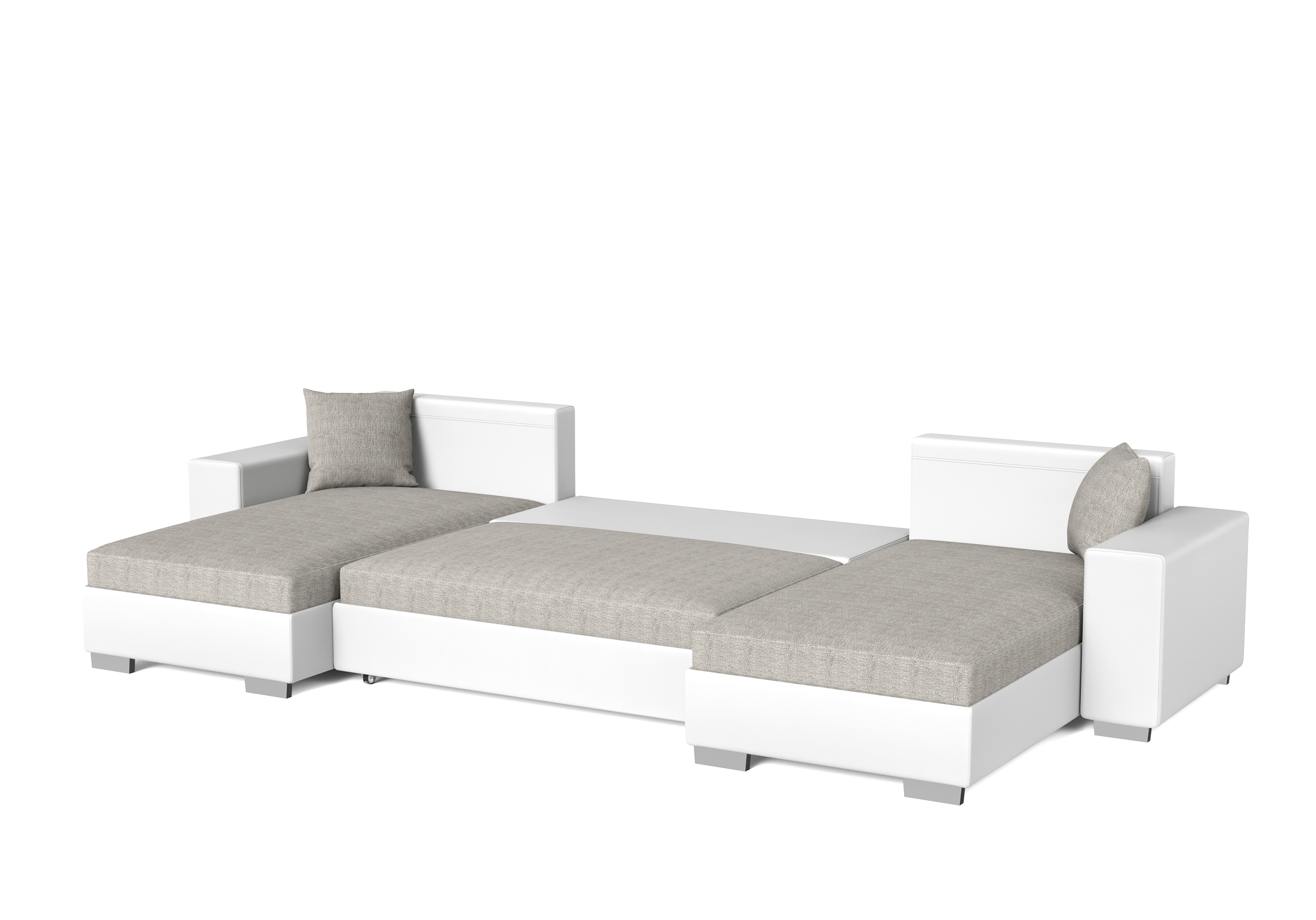 Sofa mit Schlaffunktion EROS U-Form grau/weiss