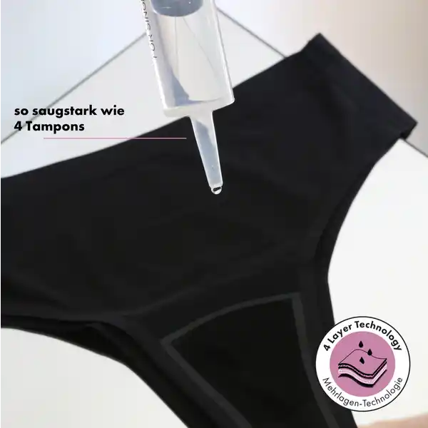Nahtlose Periodenunterwäsche Hipster Gr. L schwarz