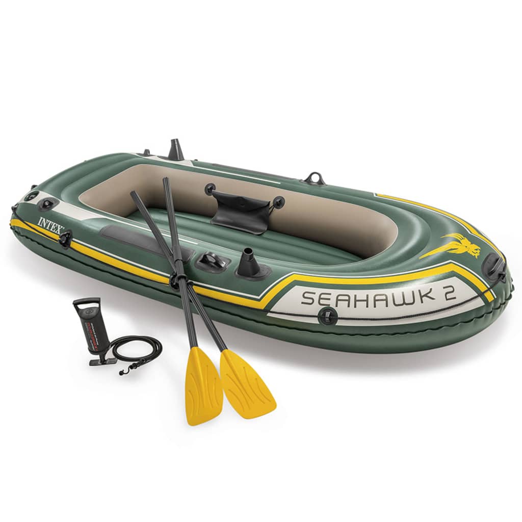 Conjunto de barco inflável Intex Seahawk 2 com remos e bomba.