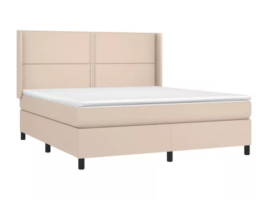 Sommier tapissier matelas LED Cappuccino 180x200 cm Similicuir