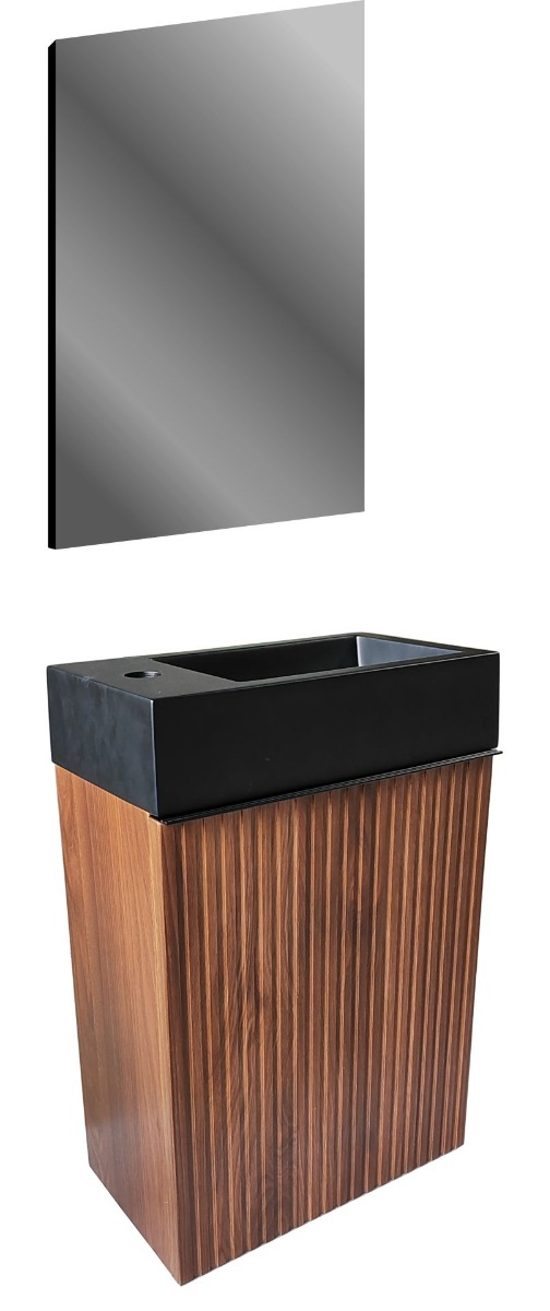 SaniGoods Mika fontein onderkast met ribbelfront 40x22.3x50cm walnoot