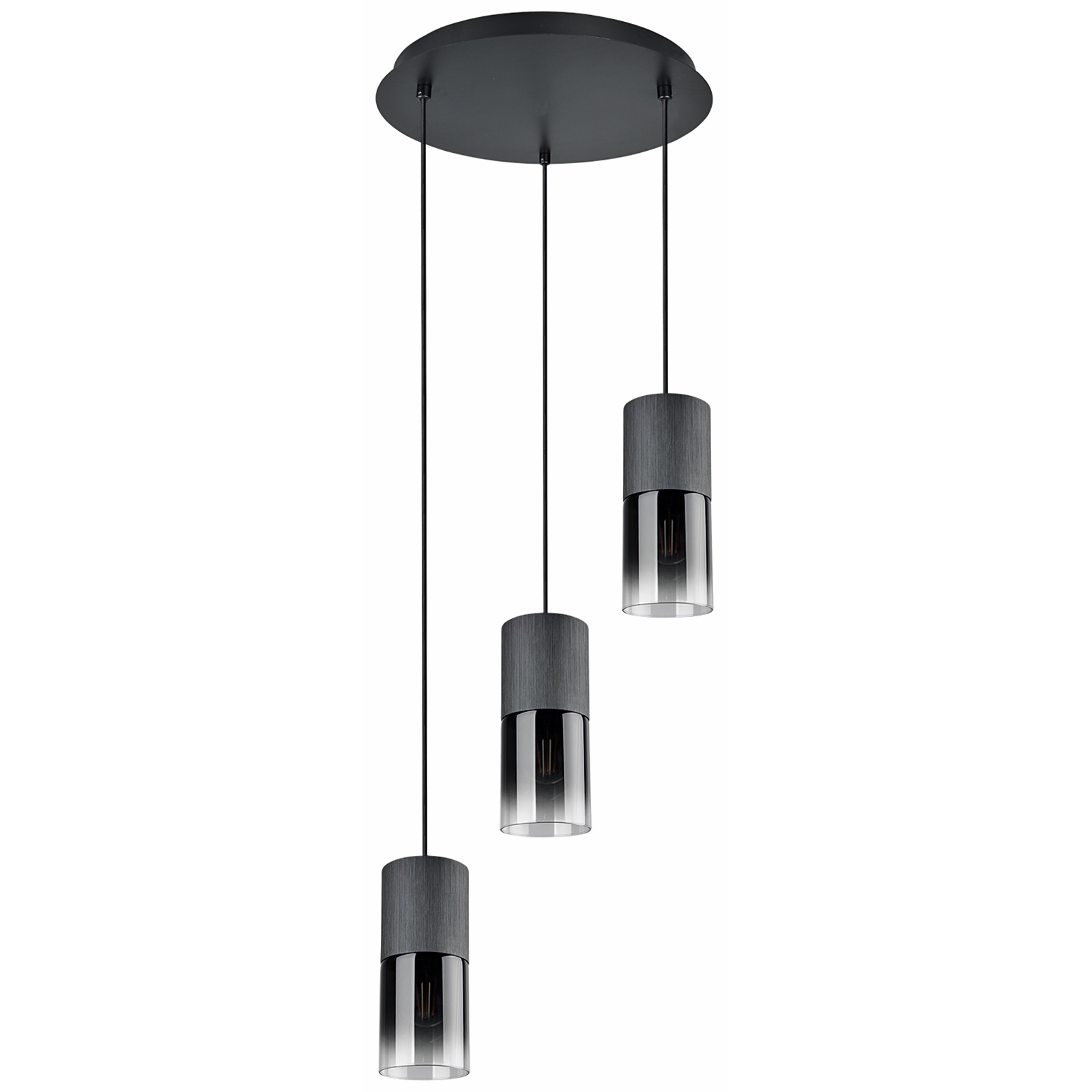 Pendelleuchte - rauchfarben - schwarz matt - 150 cm