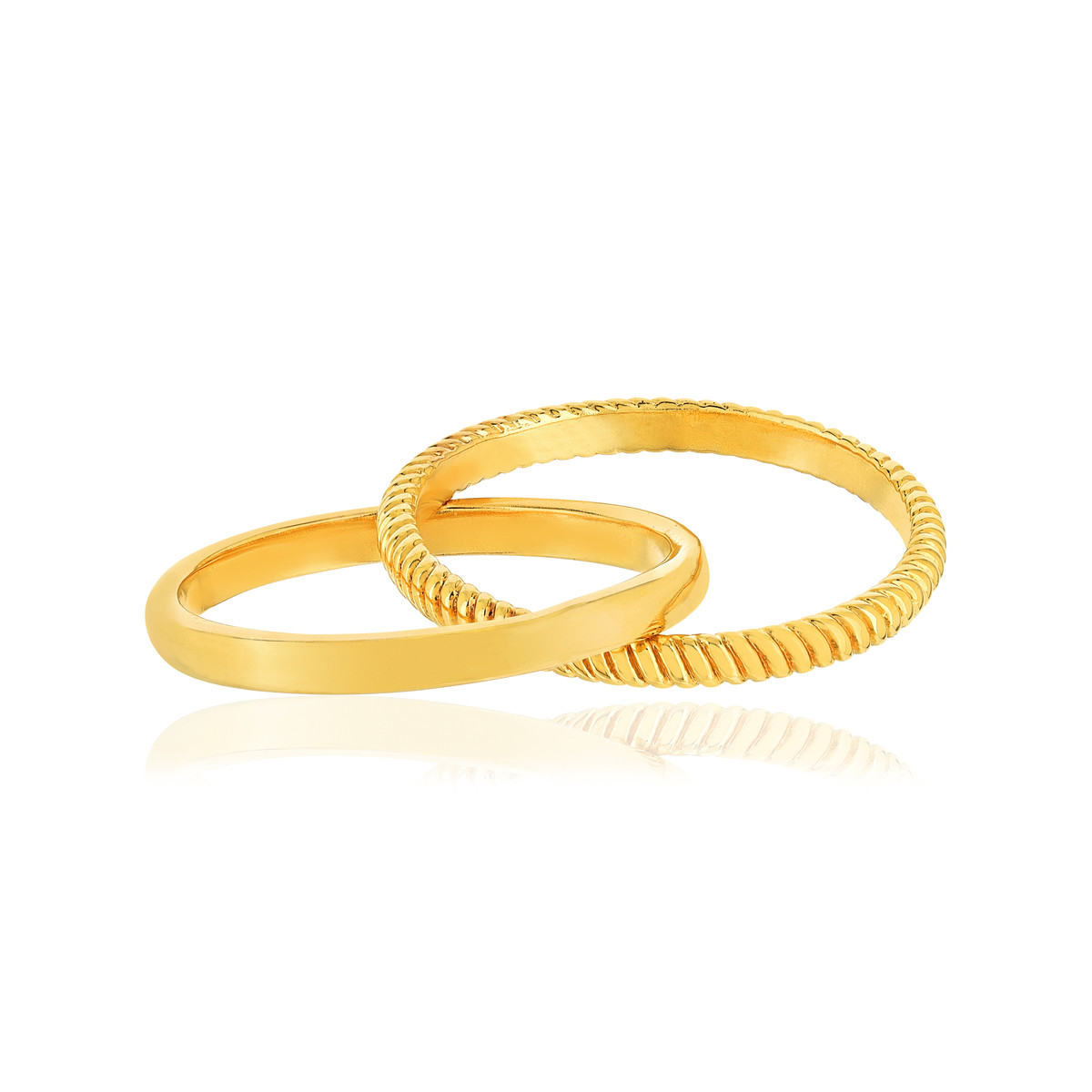 Bague plaqué or 2 anneaux entrelacés