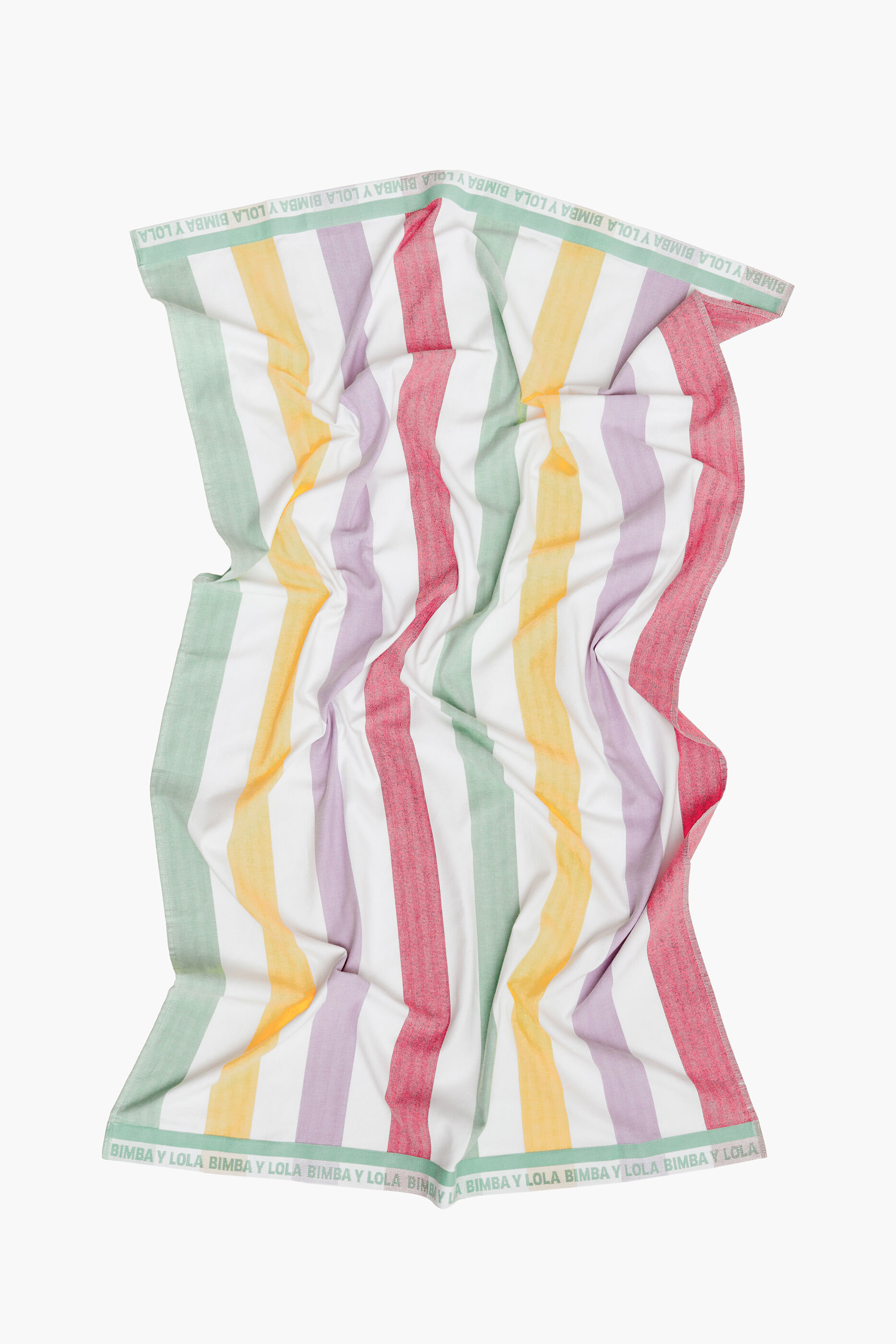 Toalha estampada com listras multicoloridas