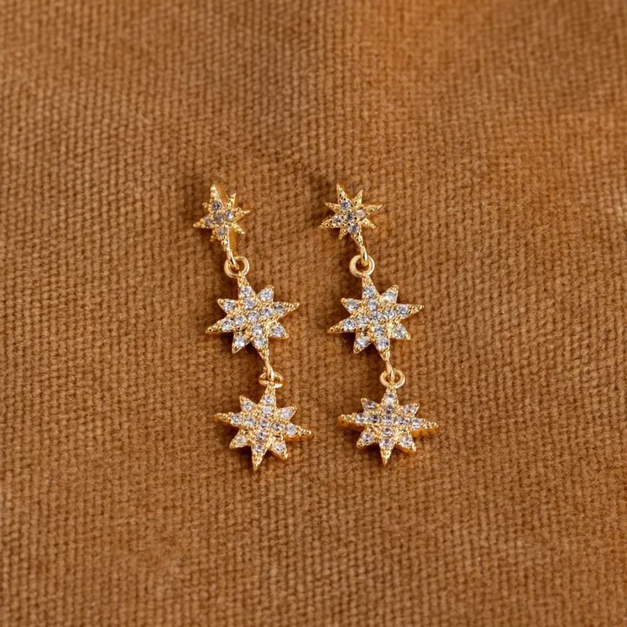 Timi Of Sweden Aurora Dangling Crystal Star Stud Earrings 4cm