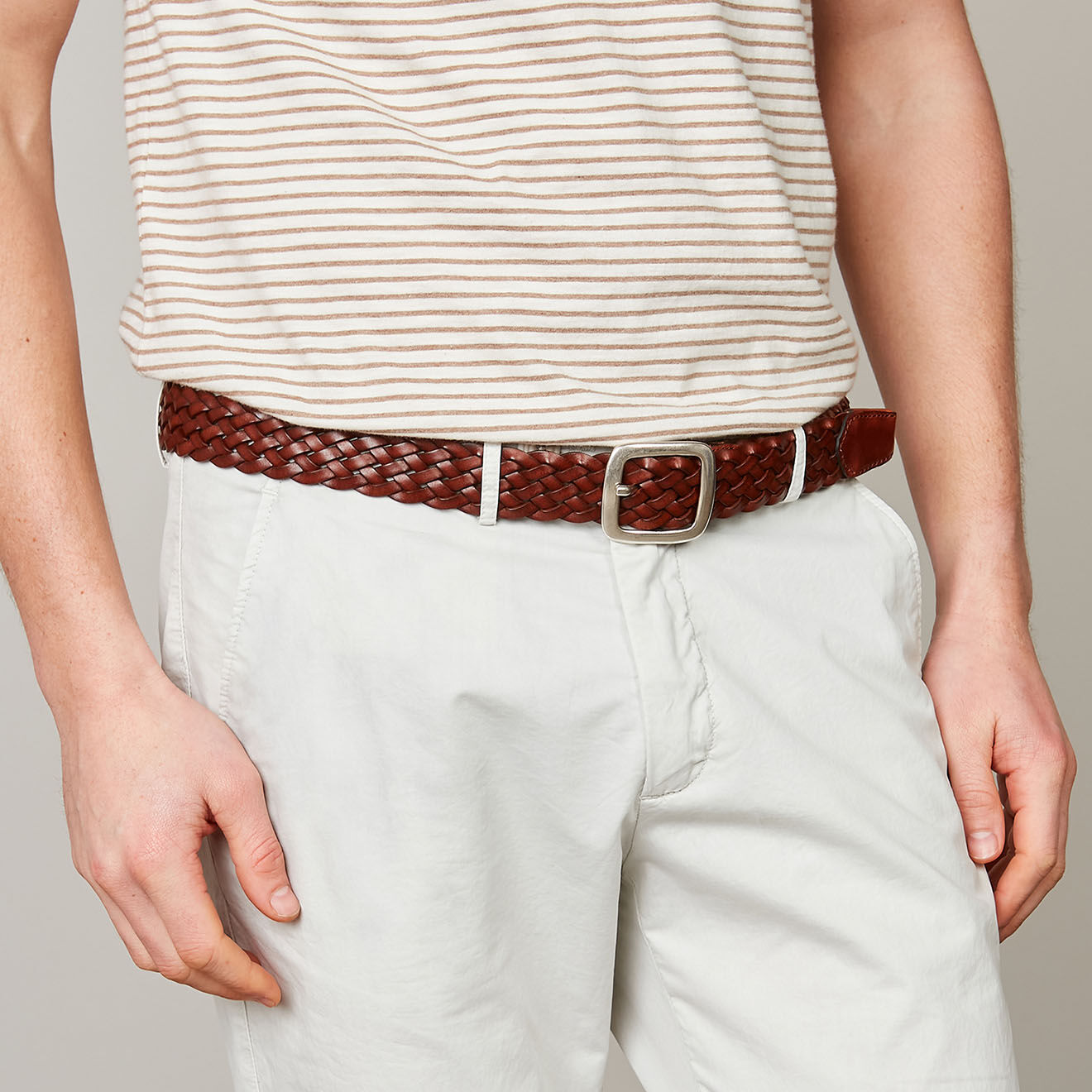 Hartford Ceinture en Cuir Tressée marron