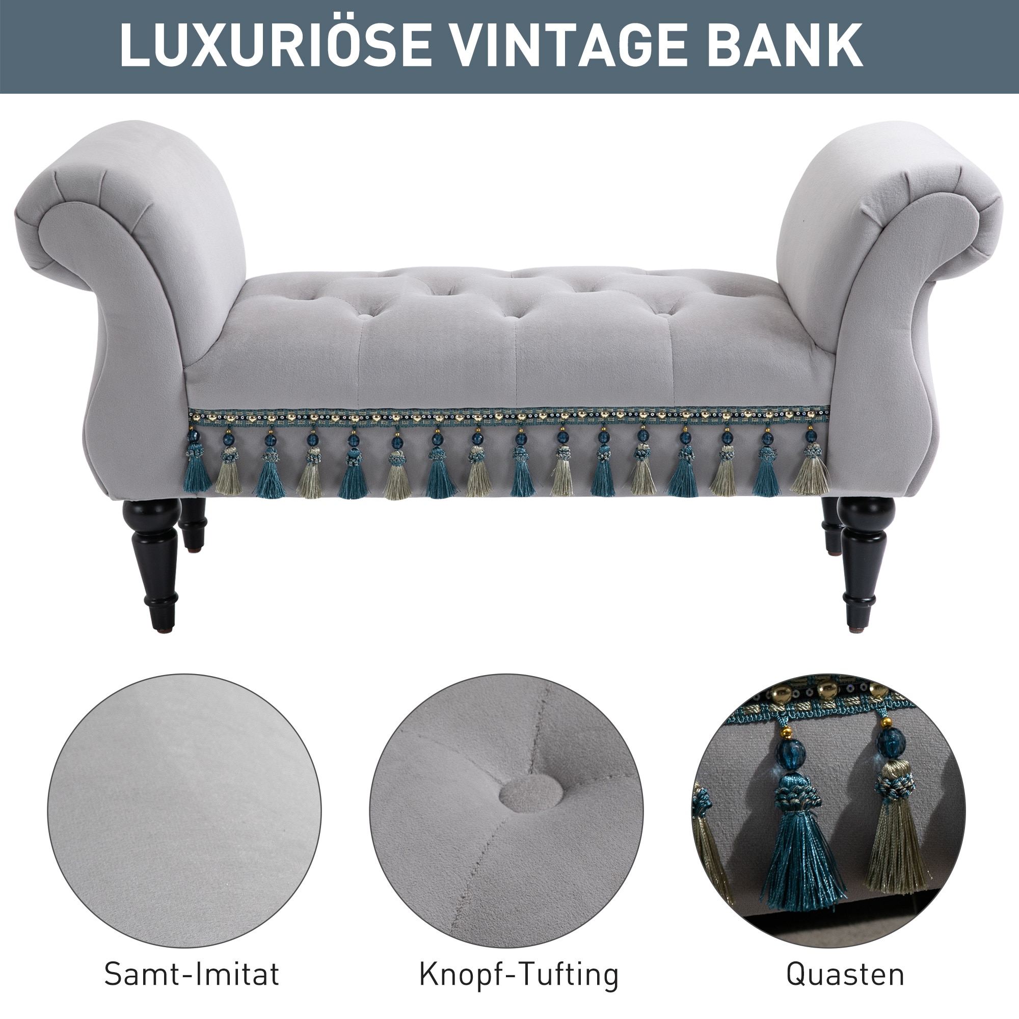 HOMCOM Polsterbank im edlen Design 117 x 40 x 58 cm (BxTxH)