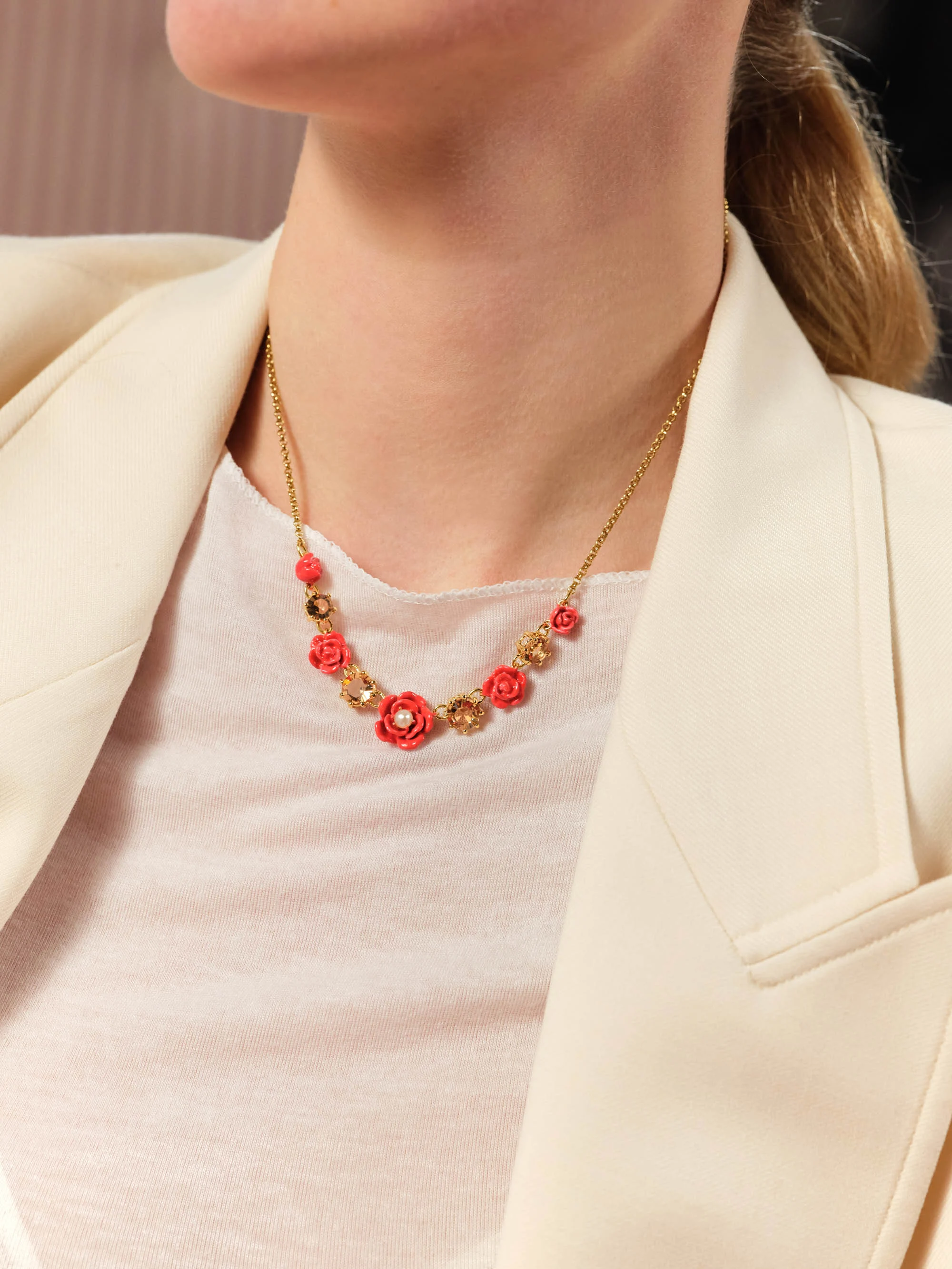 Collier plastron s, perle de culture et pierres | Multicolore