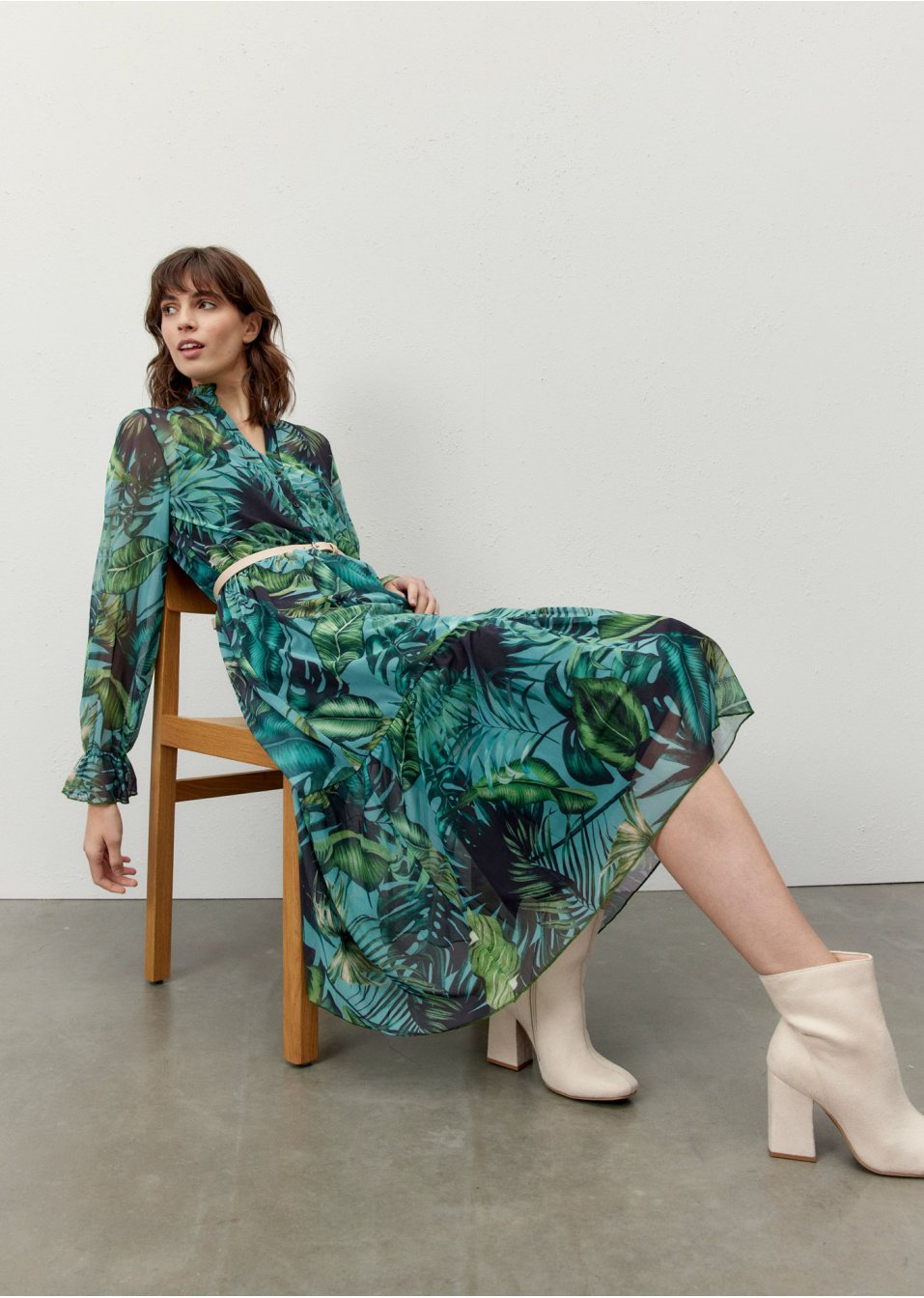 Robe midi en mesh imprimée