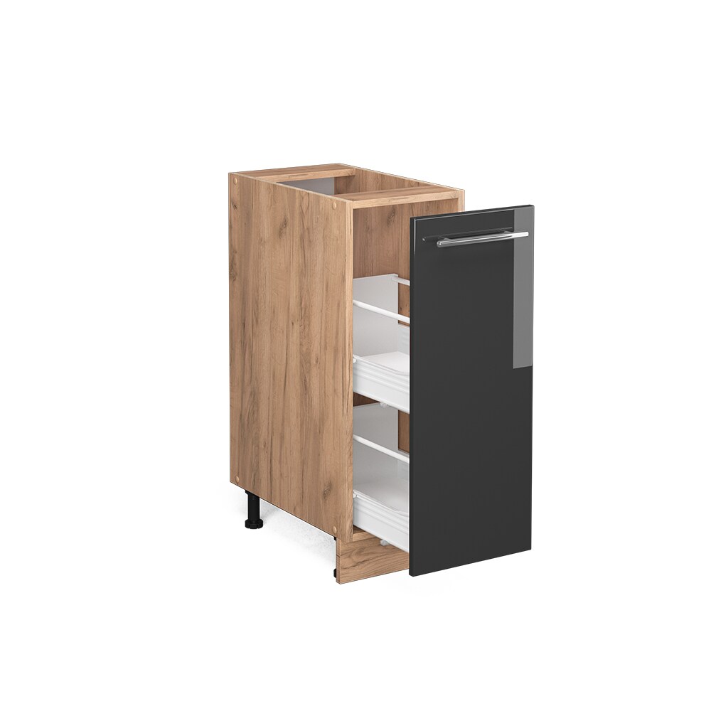 Vicco Apothekerunterschrank Küchenschrank Küchenmöbel Fame-Line Eiche Anthrazit modern 30 cm Küche Einbauküche Einschübe Aufbewahrung Küchenzeile Hochglanz