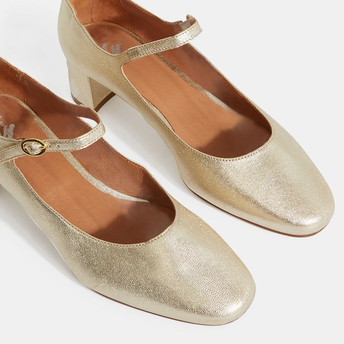 Galeries Lafayette Babies en Cuir platine - Talon 4.5 cm