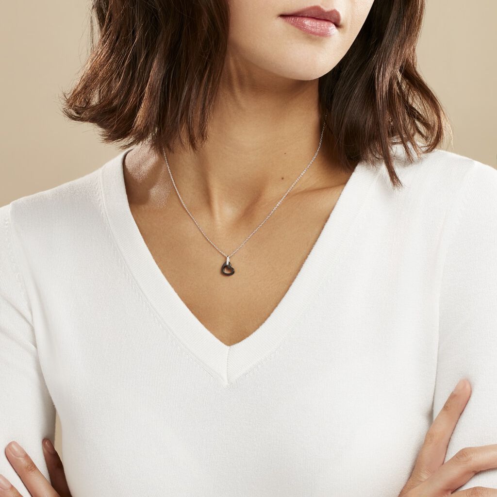 Collier Sumeyra Argent Blanc Céramique Et Oxyde De Zirconium