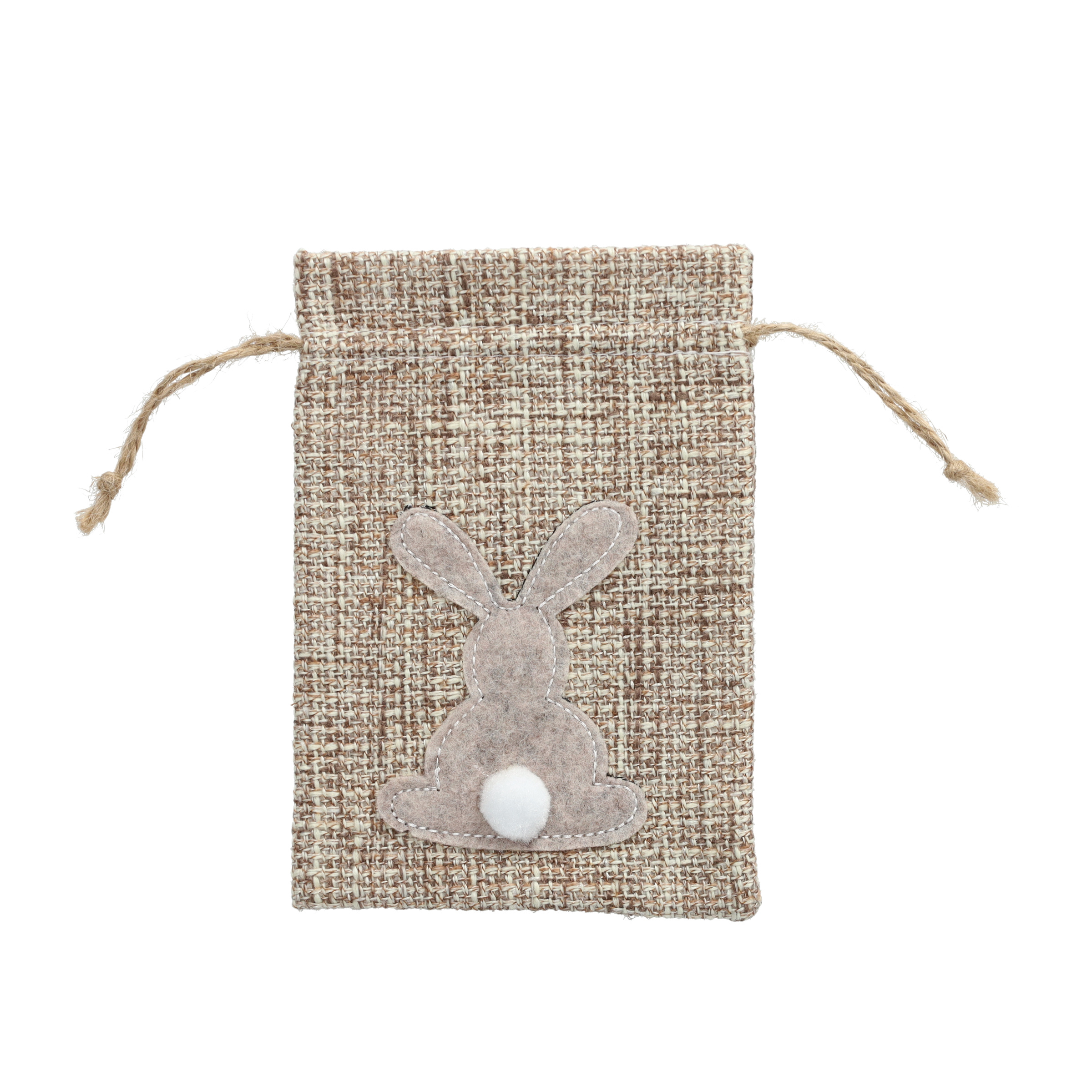 (13x10cm) Jute Osternest Beutel Osterhase Candy Gift Bag mit Kordelzug - Braun