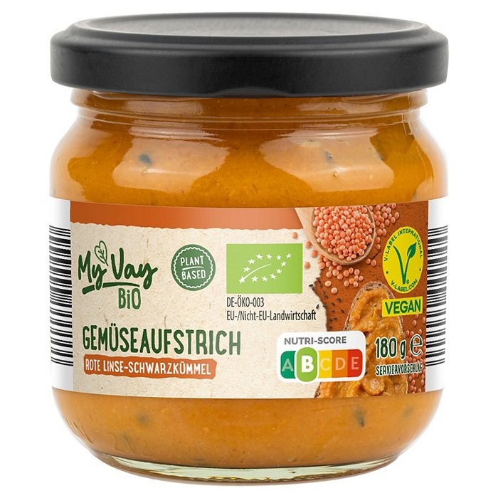 MY VAY Bio-Gemüseaufstrich 180 g, Linse-Schwarzkümmel