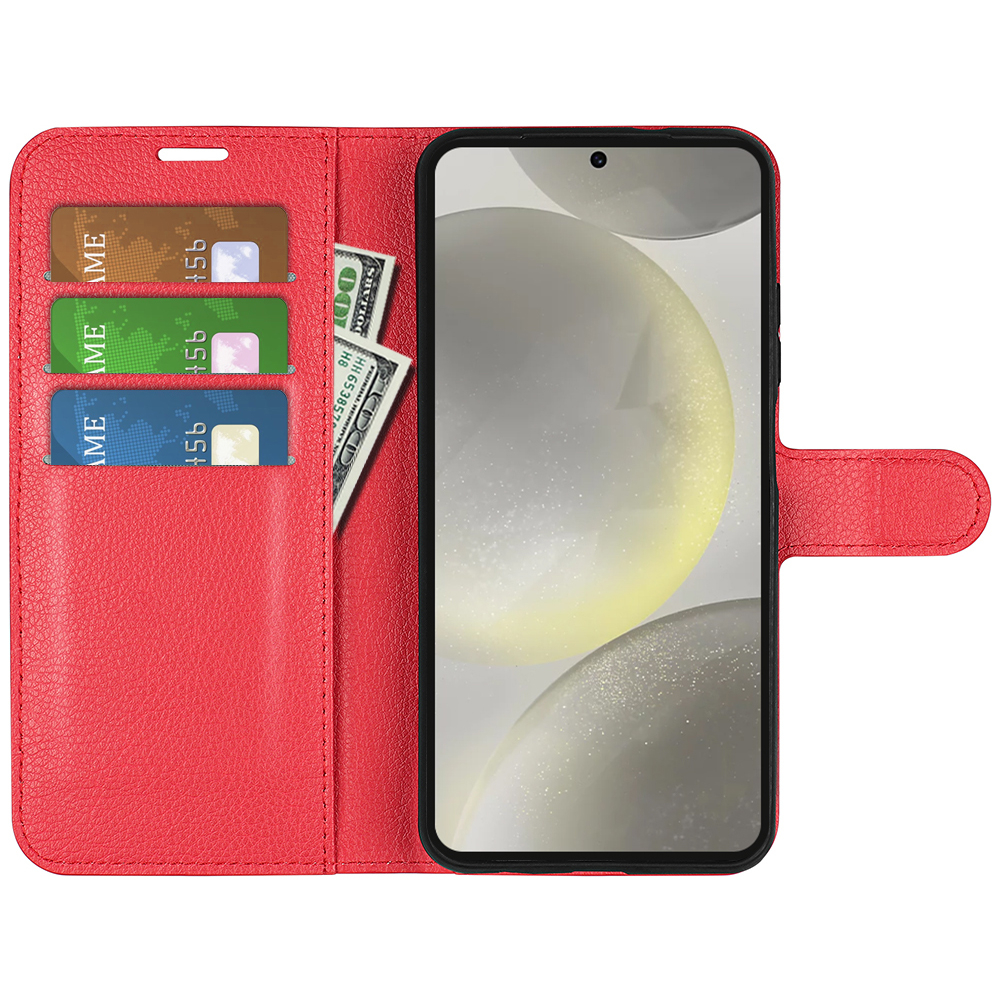 Samsung Galaxy S24 FE Leder Tasche Flip Cover Litchi Look - Rot