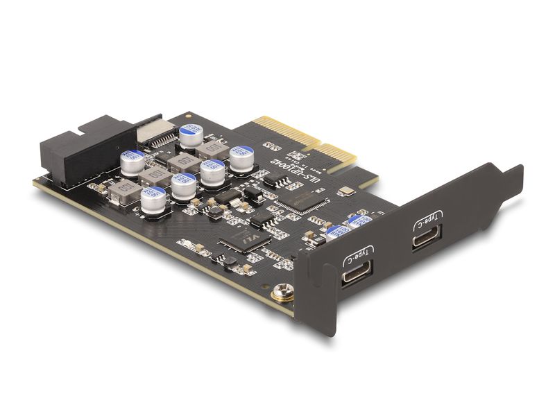 Delock PCI-Express-Karte 90345 2x USB Typ-C LP Delock PCI Express x4 Karte zu 2 x extern USB Type-C   1 x intern USB 10 Gbps Typ-E Key A und 1 x 19 Pin Pfostenstecker – Low Profile Formfaktor