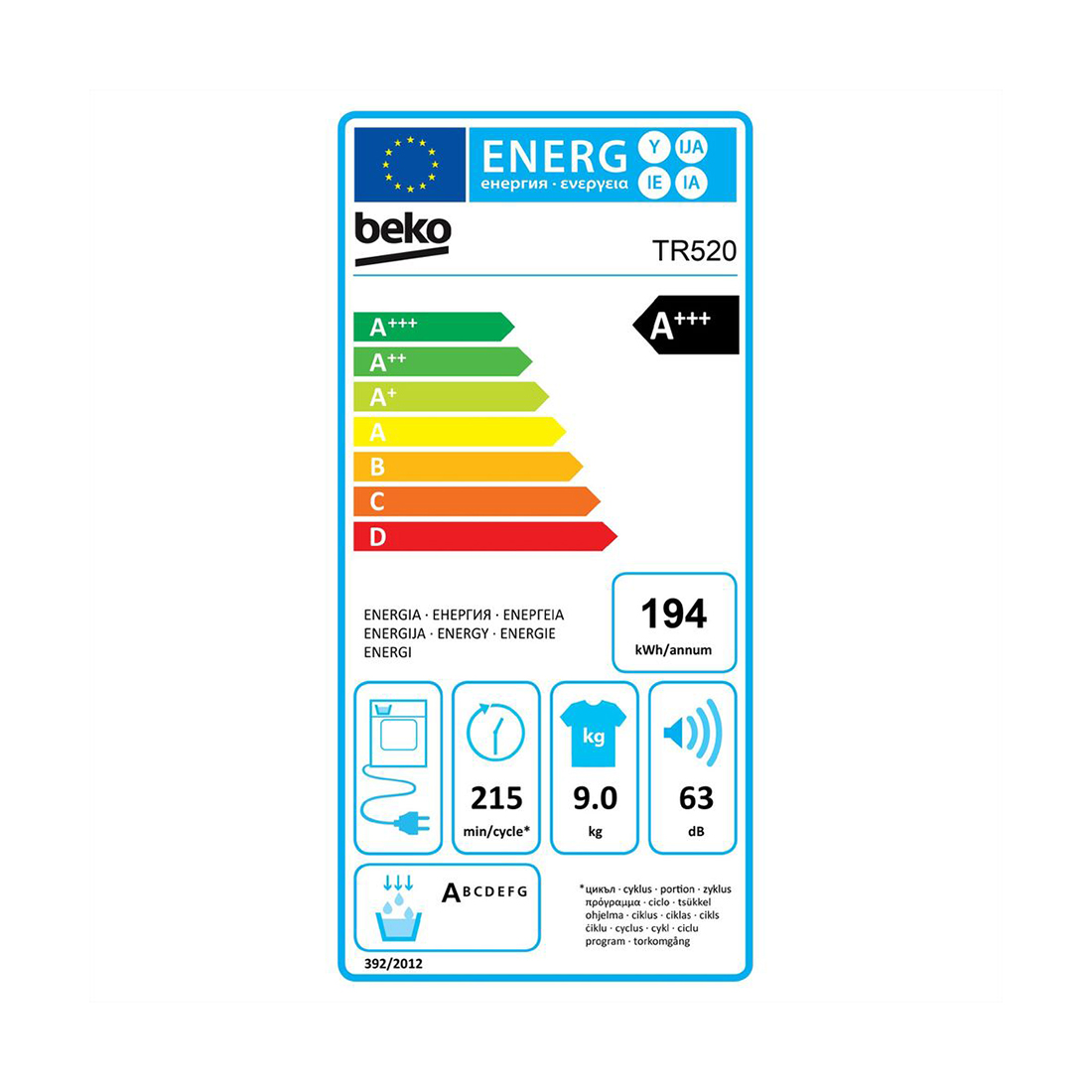 beko TR520 9kg & WM520 9kg Waschturm