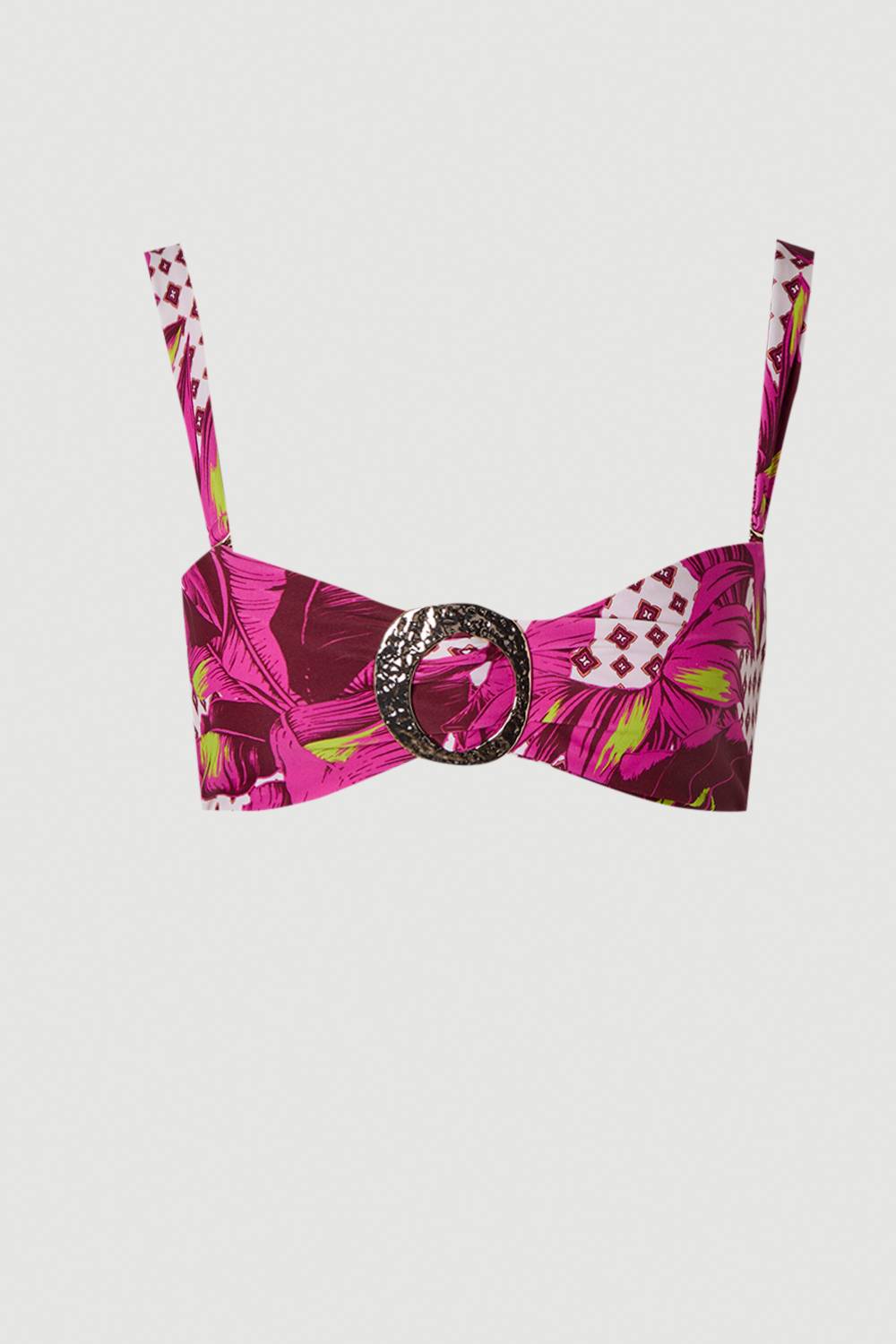 KarenMillen Haut De Bikini Bandeau Tropical Avec Détails De Bordure Métallique