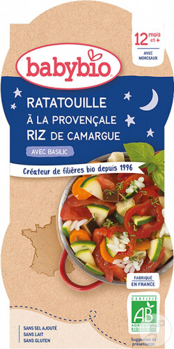 Babybio Ratatouille À La Provençale Riz De Camargue Avec Basilic Bébés 12+ Mois 2x200g