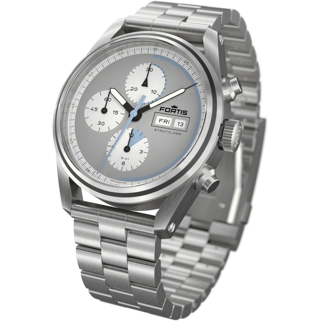 Fortis Stratoliner S-41 Cool Gray Block Bracelet