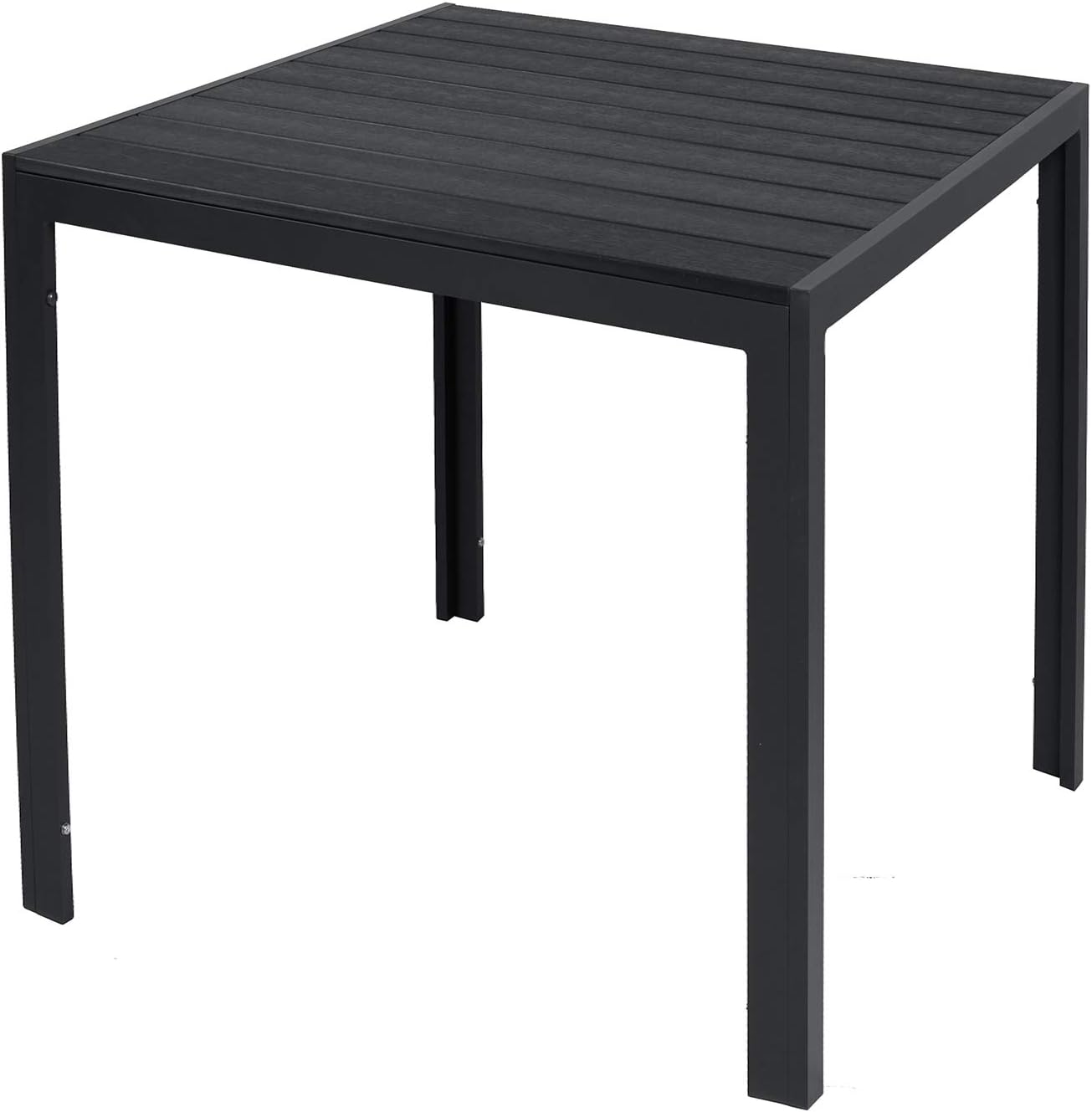 Aluminium Gartentisch Esstisch Gartenmöbel Tisch WPC Holzimitat wetterfest anthrazit/schwarz 80x80x74cm