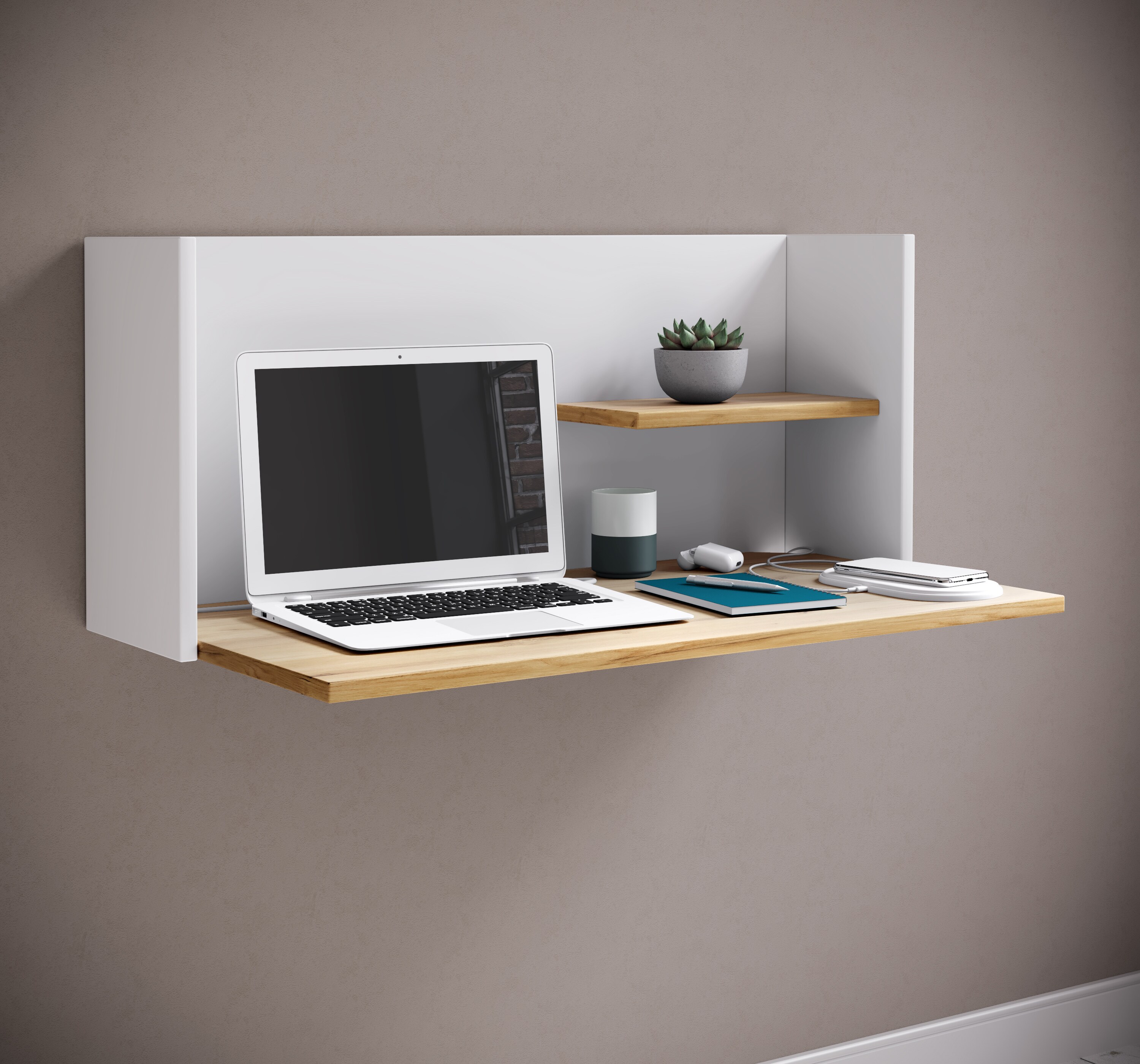 VCM Holz Hänge Schreibtisch Wandlaptoptisch Workstation Computertisch Workas