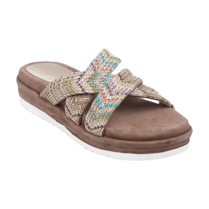 Lazamani Crossed Straps Raffia Platform Slippers Dames