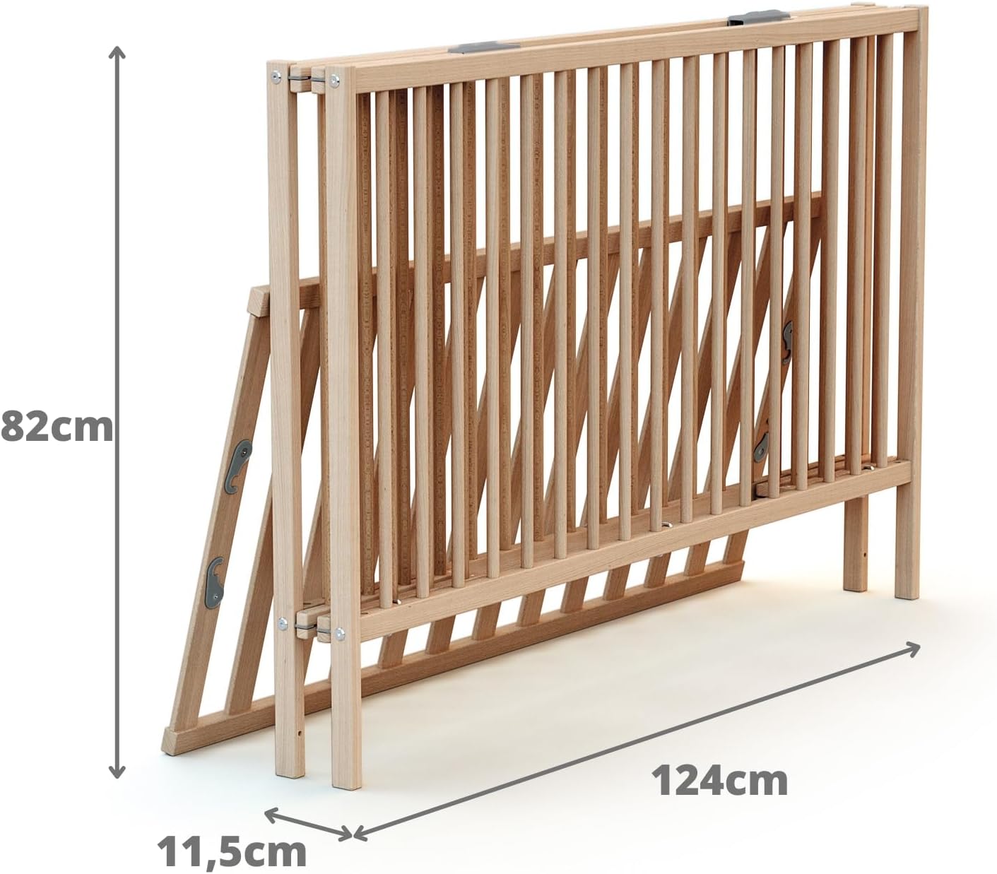 WEBABY - Lit bébé pliant 60x120cm Blanc | Bois massif | Dès la naissance |Confort de sommeil | Sommier à lattes | Compact | Transportable | Pliable |Gain de place | Lit de voyage