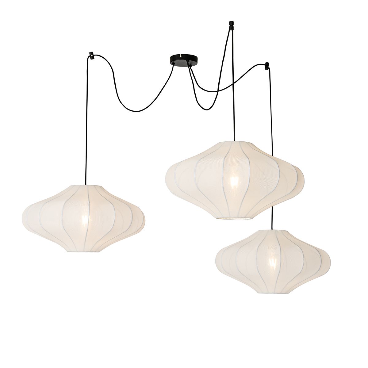 Japandi hanglamp wit 50cm 3-lichts - Plu