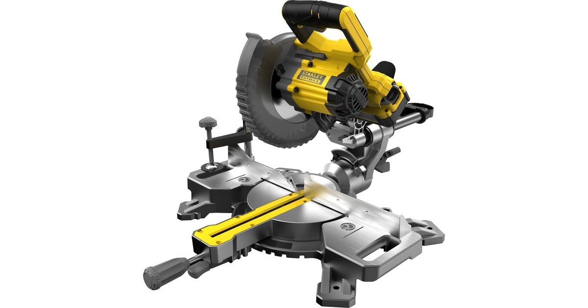 StanleyFATMAX V20 18V 4.0AH 190 mm Afkort- en verstekzaag  (Geel/zwart, Accu (18V, 4.0Ah) en oplader (2A) inbegrepen)