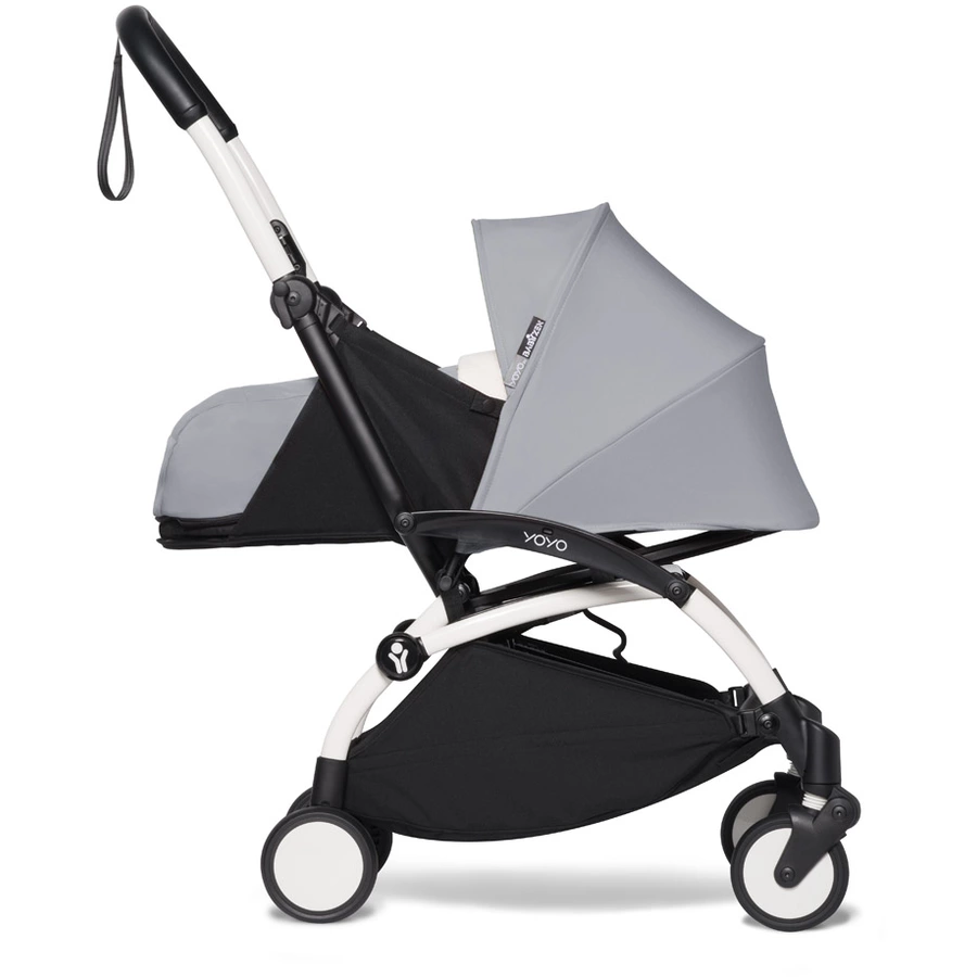 BABYZEN Kinderwagen YOYO2 0+ White mit Neugeborenenaufsatz und Textilset Stone