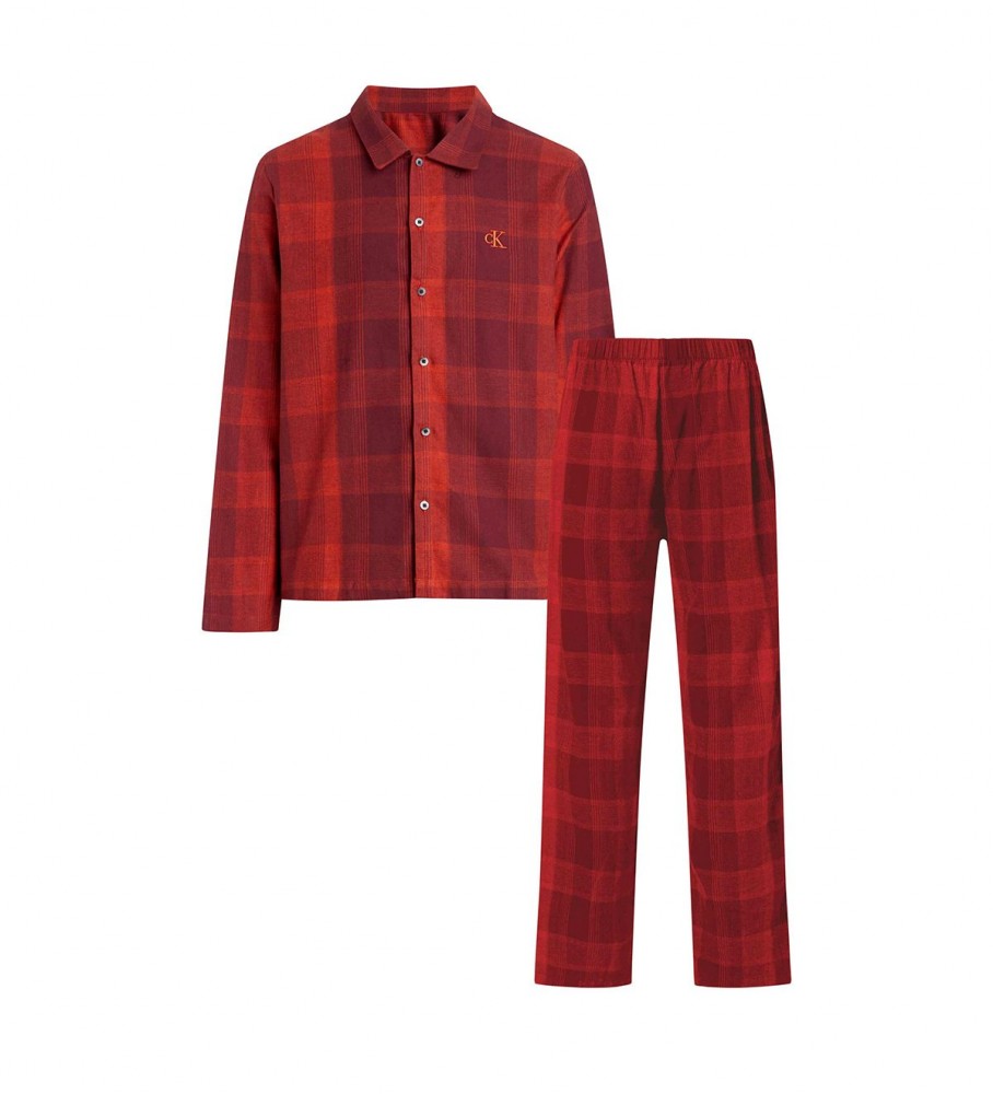 Conjunto de calça e pijama de flanela vermelha Calvin Klein