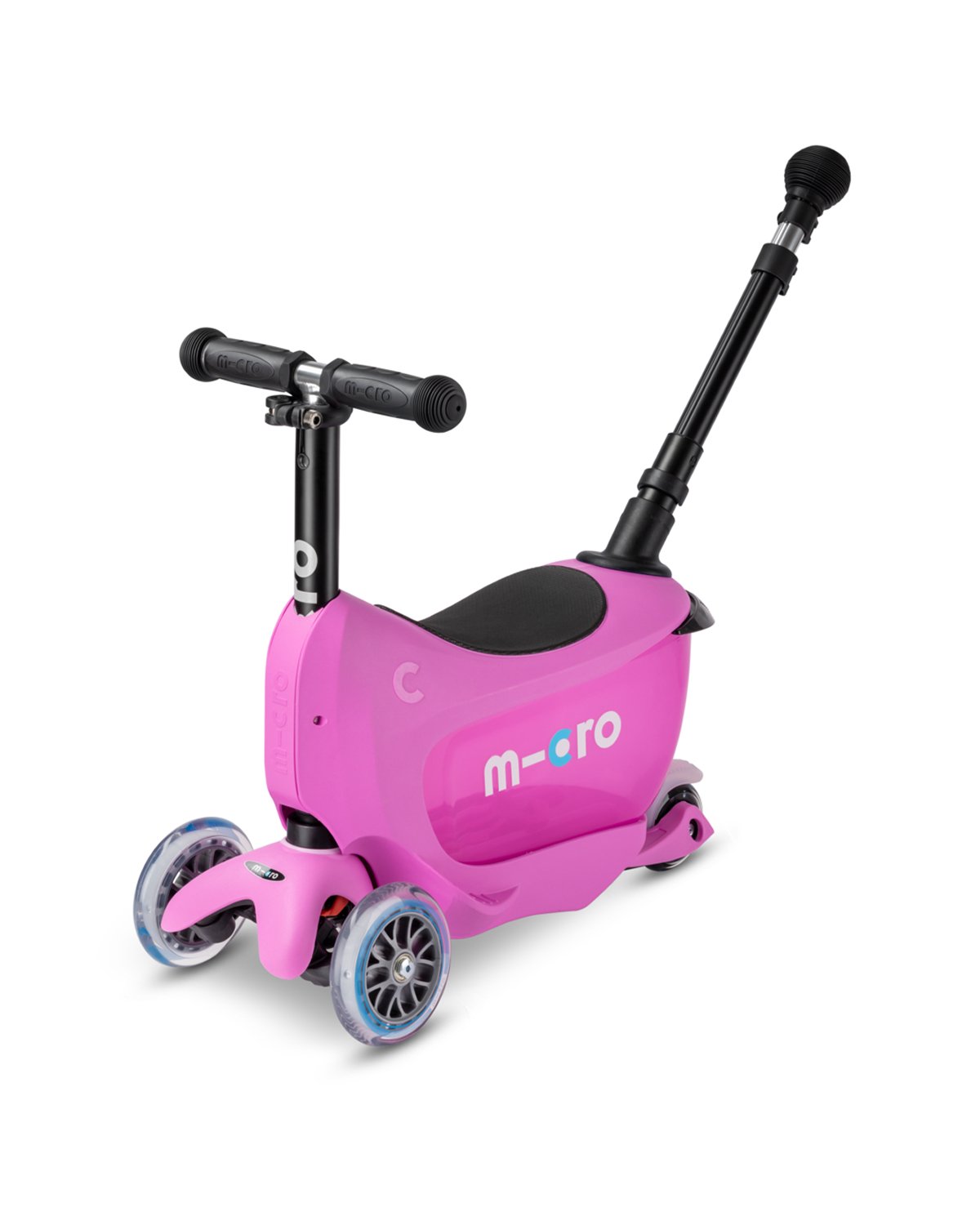 Sparkesykkel og Løpesykkel M/ Foreldrehåndtak – Micro Mini2go Deluxe Plus | 18m-5år
