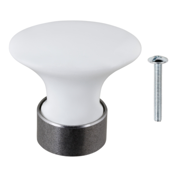 Knop Ovaal wit 32mm