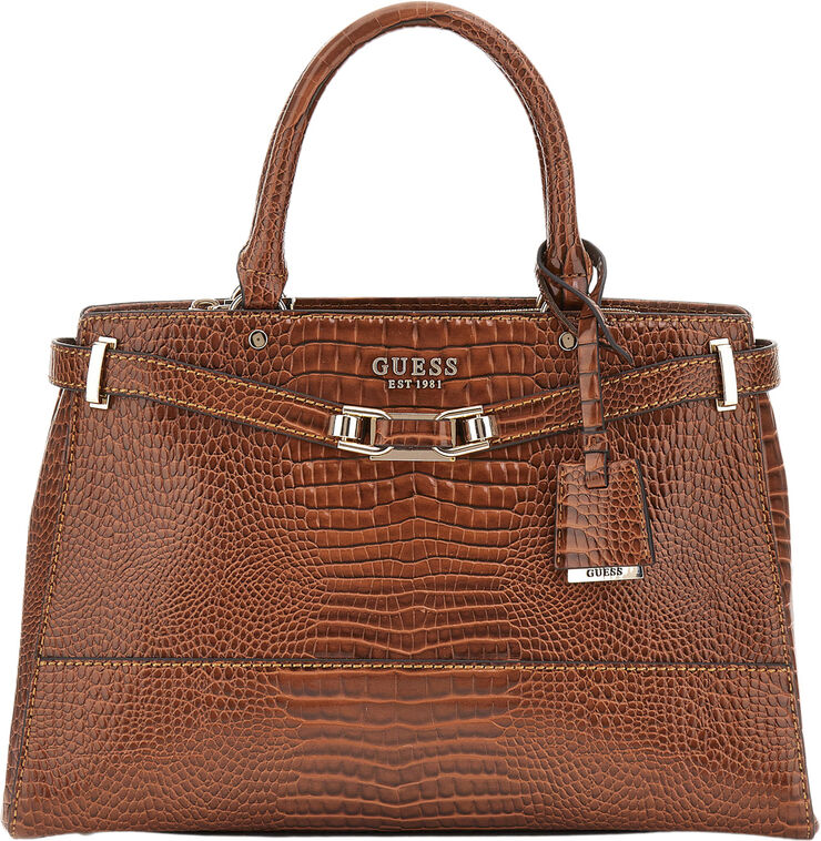 GUESS SILVYE LUXURY SATCHEL Cognac