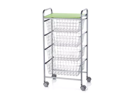 Resserre à légumes, 4 paniers de grande capacité, Gris aluminium - Vert pistache, GREEN